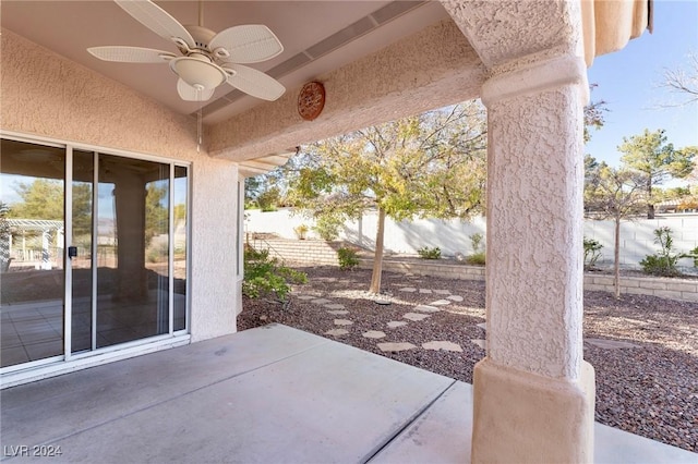 view of patio with ceiling fan