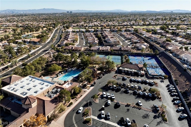 bird's eye view with a mountain view