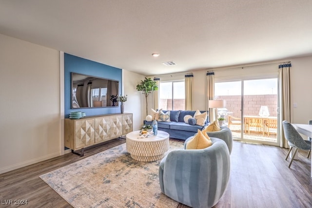 living room featuring hardwood / wood-style flooring