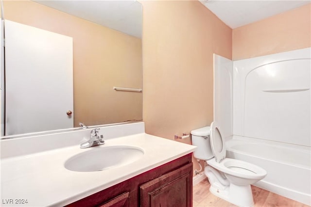 full bathroom with vanity, toilet, and bathing tub / shower combination