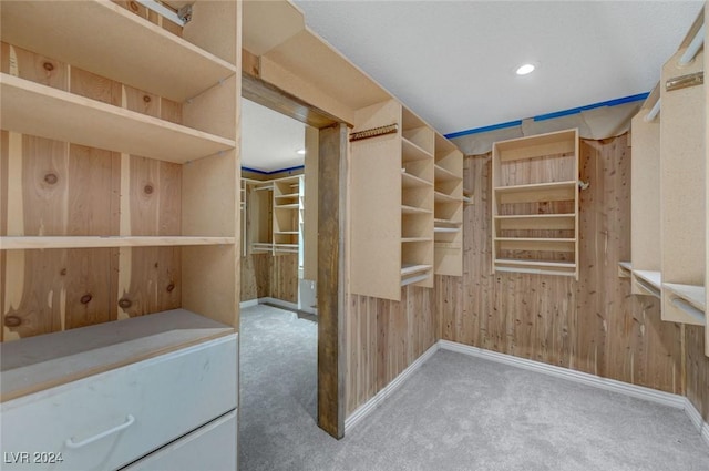 spacious closet featuring carpet flooring