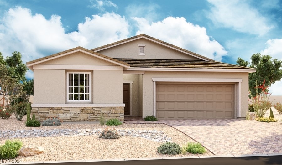 view of front of property featuring a garage