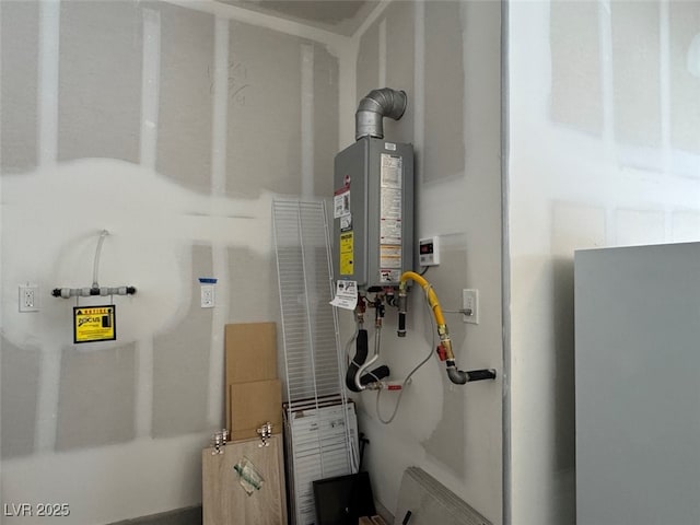 utility room with water heater