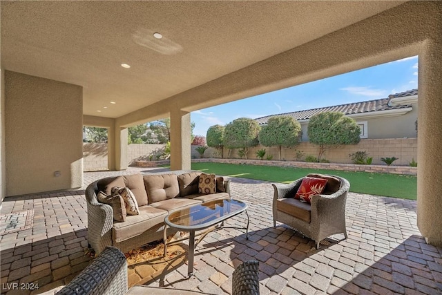 view of patio with an outdoor hangout area