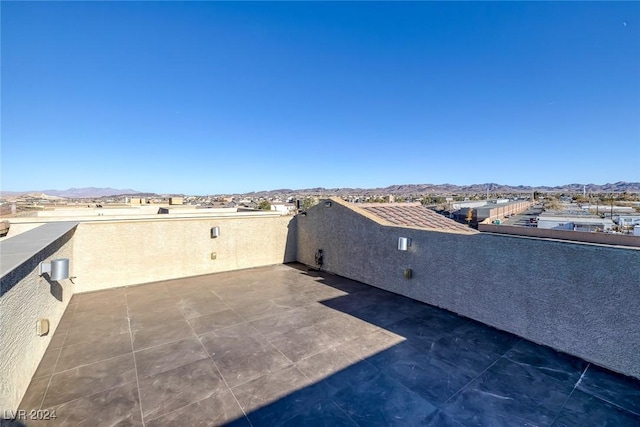 view of patio featuring a mountain view