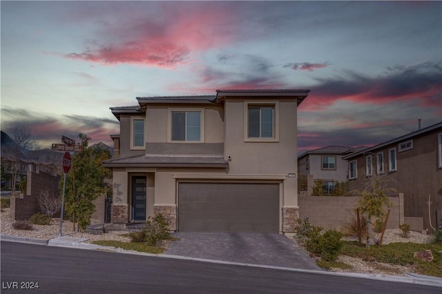 view of front of house with a garage