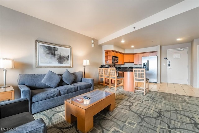 view of tiled living room