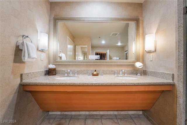 bathroom with vanity and tile patterned floors