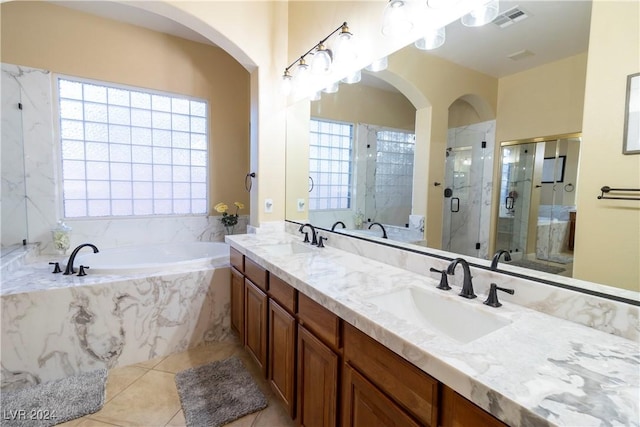 bathroom with a wealth of natural light, a sink, and visible vents