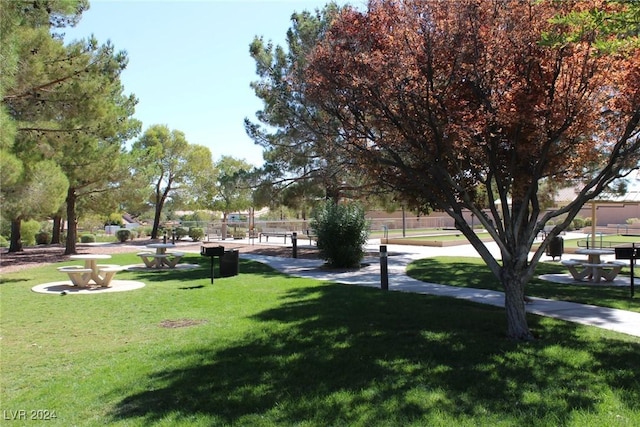 view of property's community featuring a yard