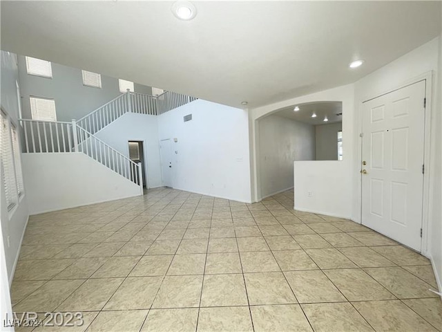 interior space with light tile patterned flooring