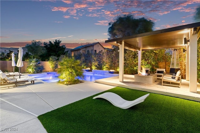 exterior space featuring a fenced in pool