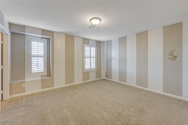 unfurnished room with plenty of natural light, carpet floors, and a textured ceiling