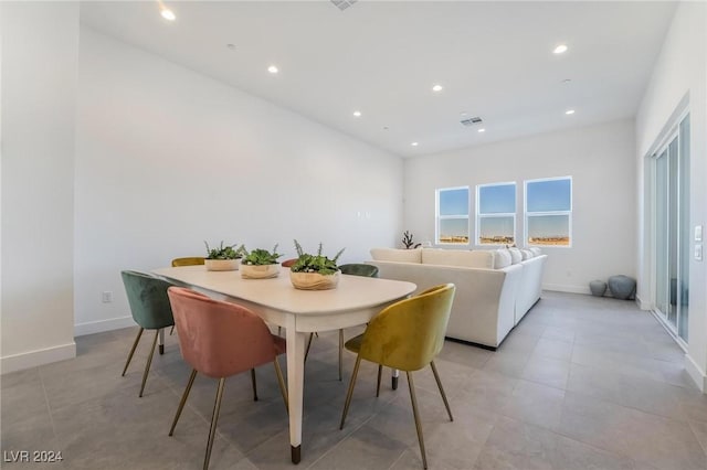 dining room with light tile patterned floors