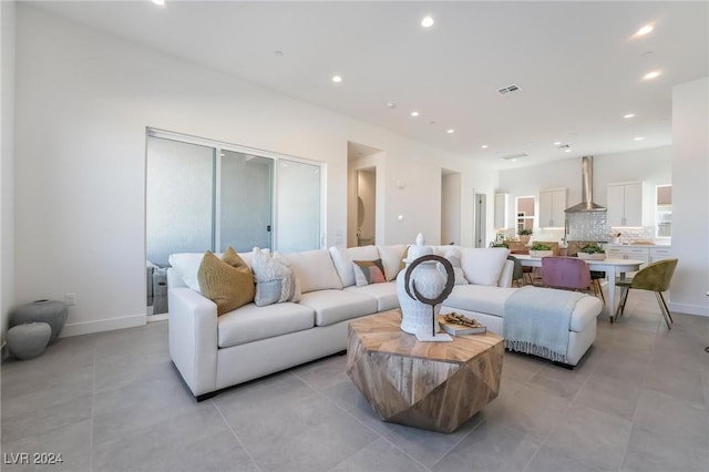 view of tiled living room