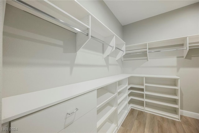 spacious closet featuring hardwood / wood-style flooring