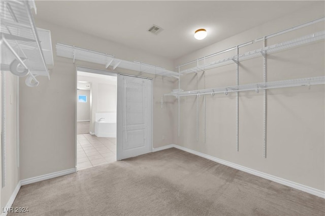 walk in closet featuring carpet floors