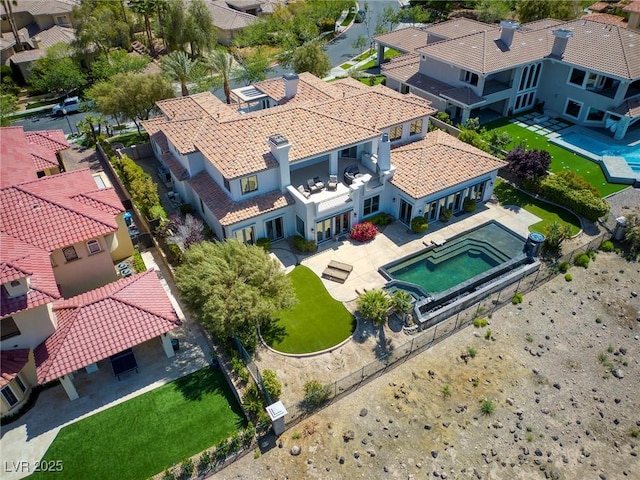 drone / aerial view with a residential view