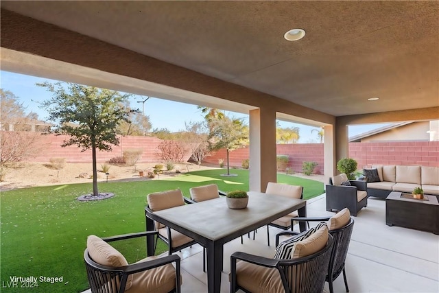 view of patio with outdoor lounge area