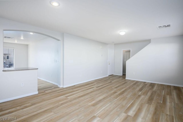 interior space with light hardwood / wood-style flooring