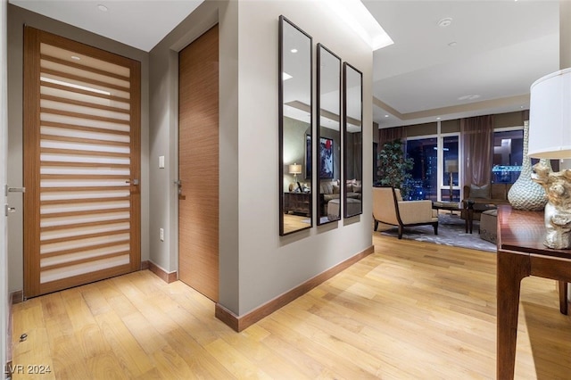 hall featuring light hardwood / wood-style floors