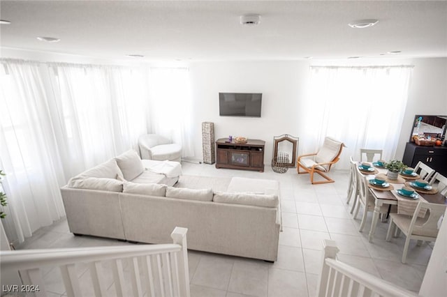 view of tiled living room