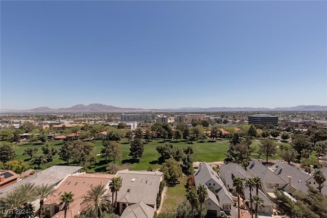 drone / aerial view featuring a mountain view