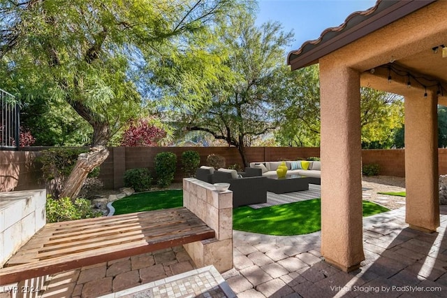 view of patio featuring an outdoor living space