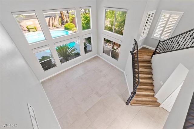 foyer entrance featuring a healthy amount of sunlight and a high ceiling