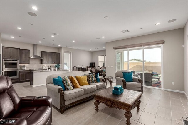 view of tiled living room