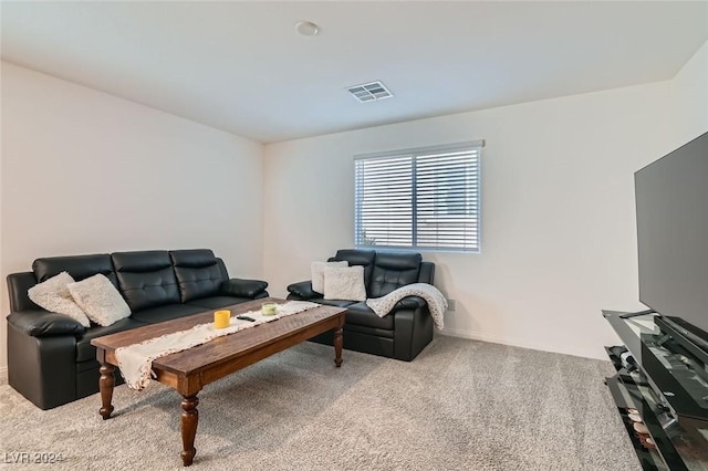 living room with light colored carpet