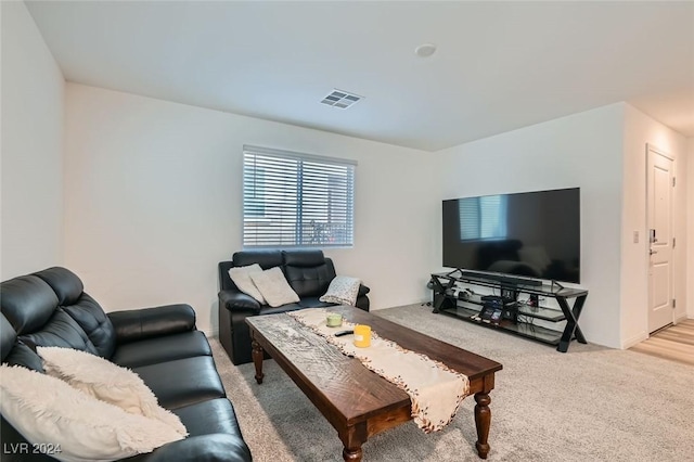 living room with light carpet