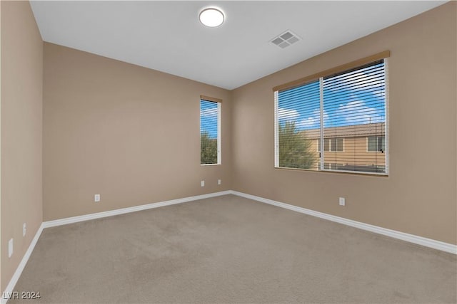 carpeted spare room featuring plenty of natural light