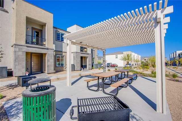 view of patio with a pergola, a balcony, and cooling unit