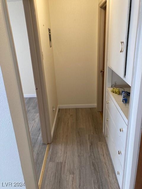 hallway featuring wood-type flooring