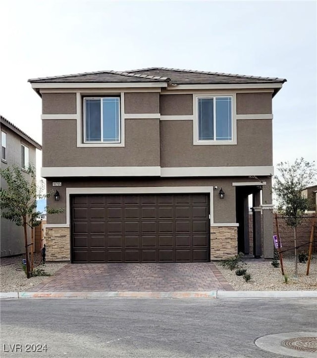 prairie-style house with a garage