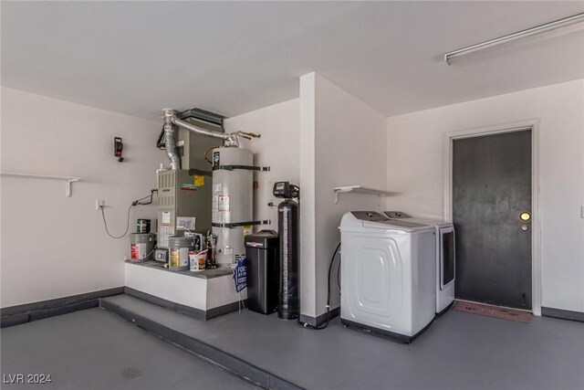 8705 Villa Ridge Dr, Las Vegas, NV 89134 - garage featuring independent washer and dryer and strapped water heater