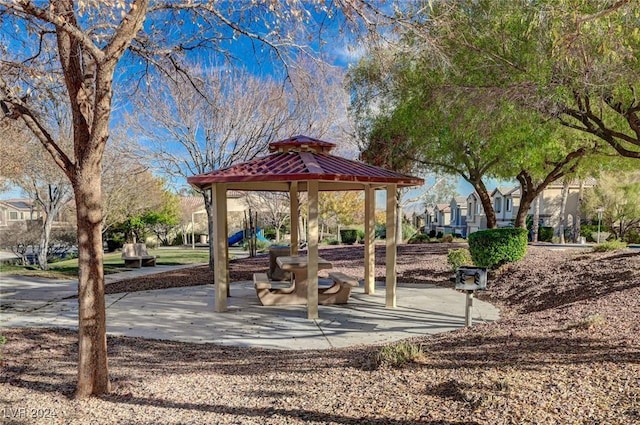 view of community featuring a gazebo