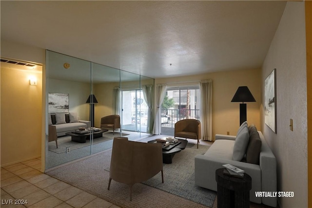 view of tiled living room