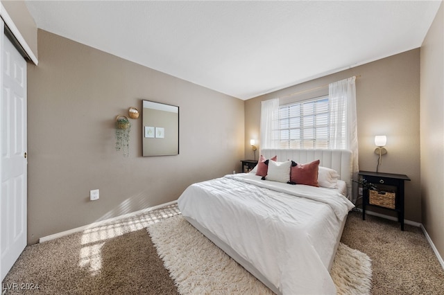 bedroom with a closet and carpet floors