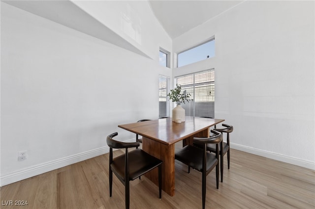 dining area with light wood-type flooring