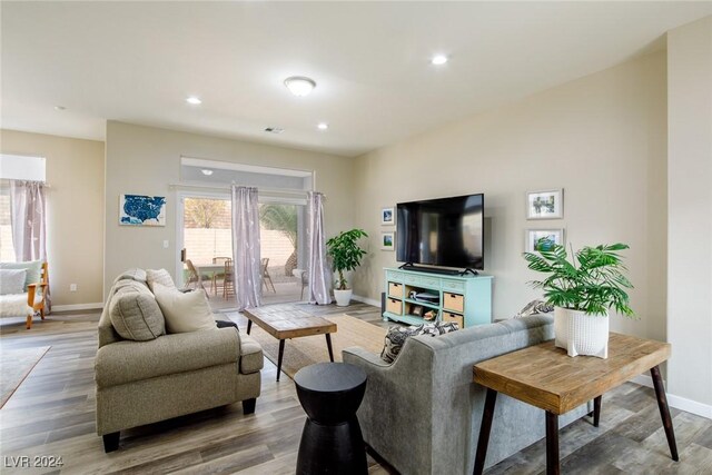 living room featuring wood-type flooring