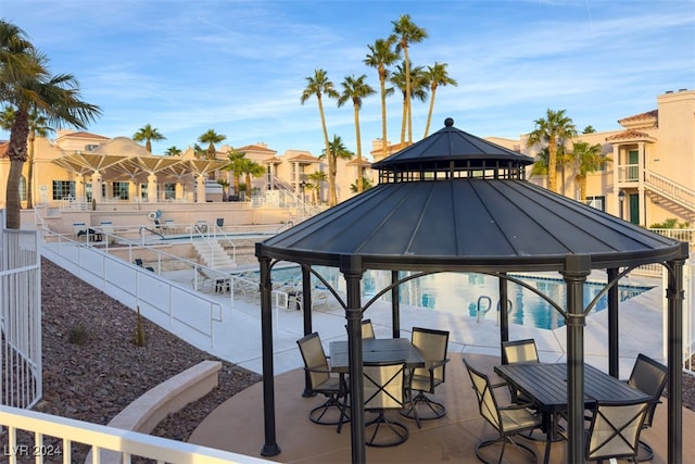 view of patio / terrace with a gazebo