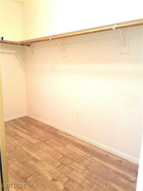 walk in closet with wood-type flooring