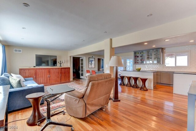 living room featuring light wood-type flooring