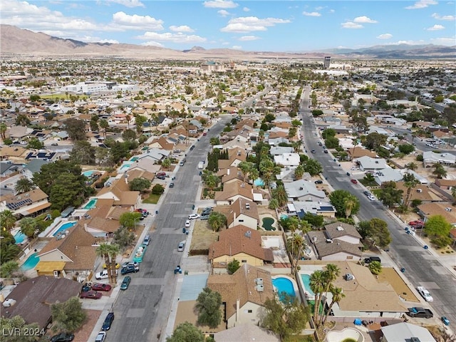 aerial view with a mountain view