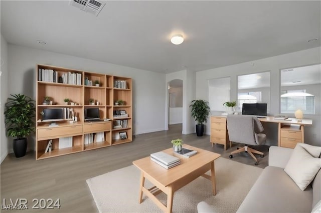 living room with hardwood / wood-style flooring