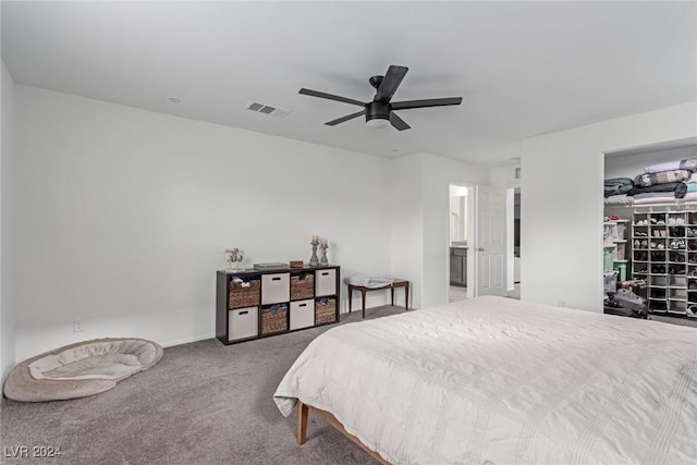 bedroom with carpet and ceiling fan