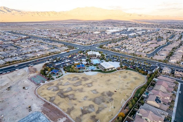 view of aerial view at dusk