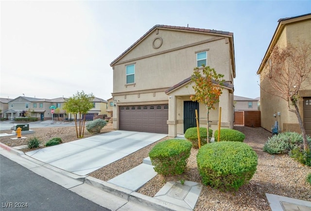 view of front property with a garage